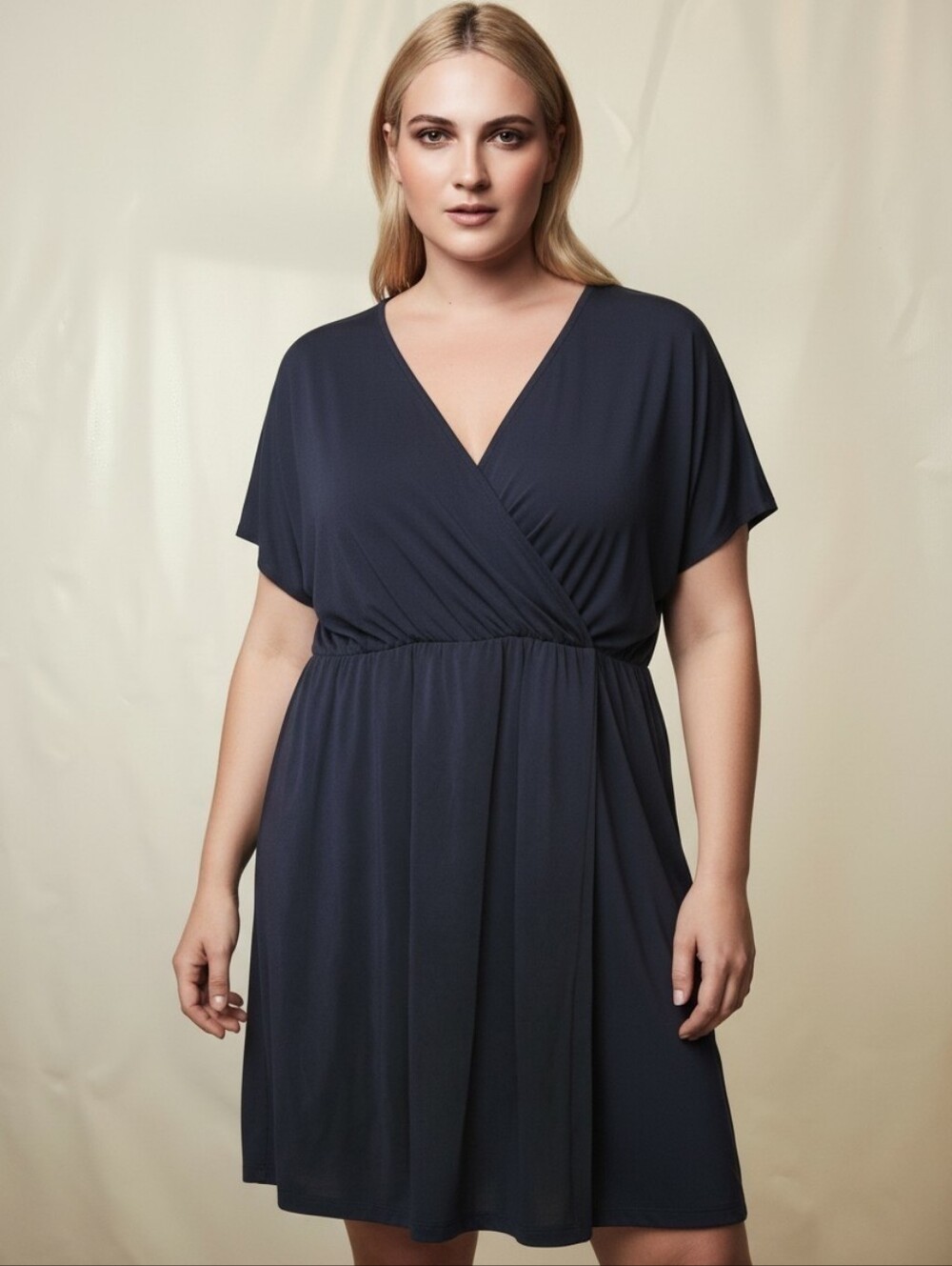 Navy Modal Slinky Wrap Dress